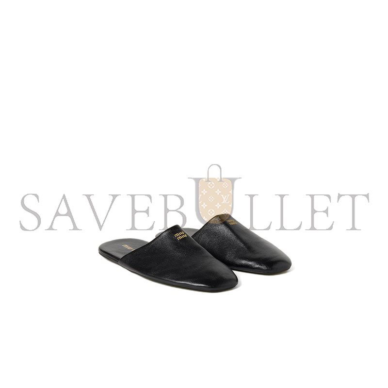 MIU MIU LEATHER SLIPPERS 5S322E